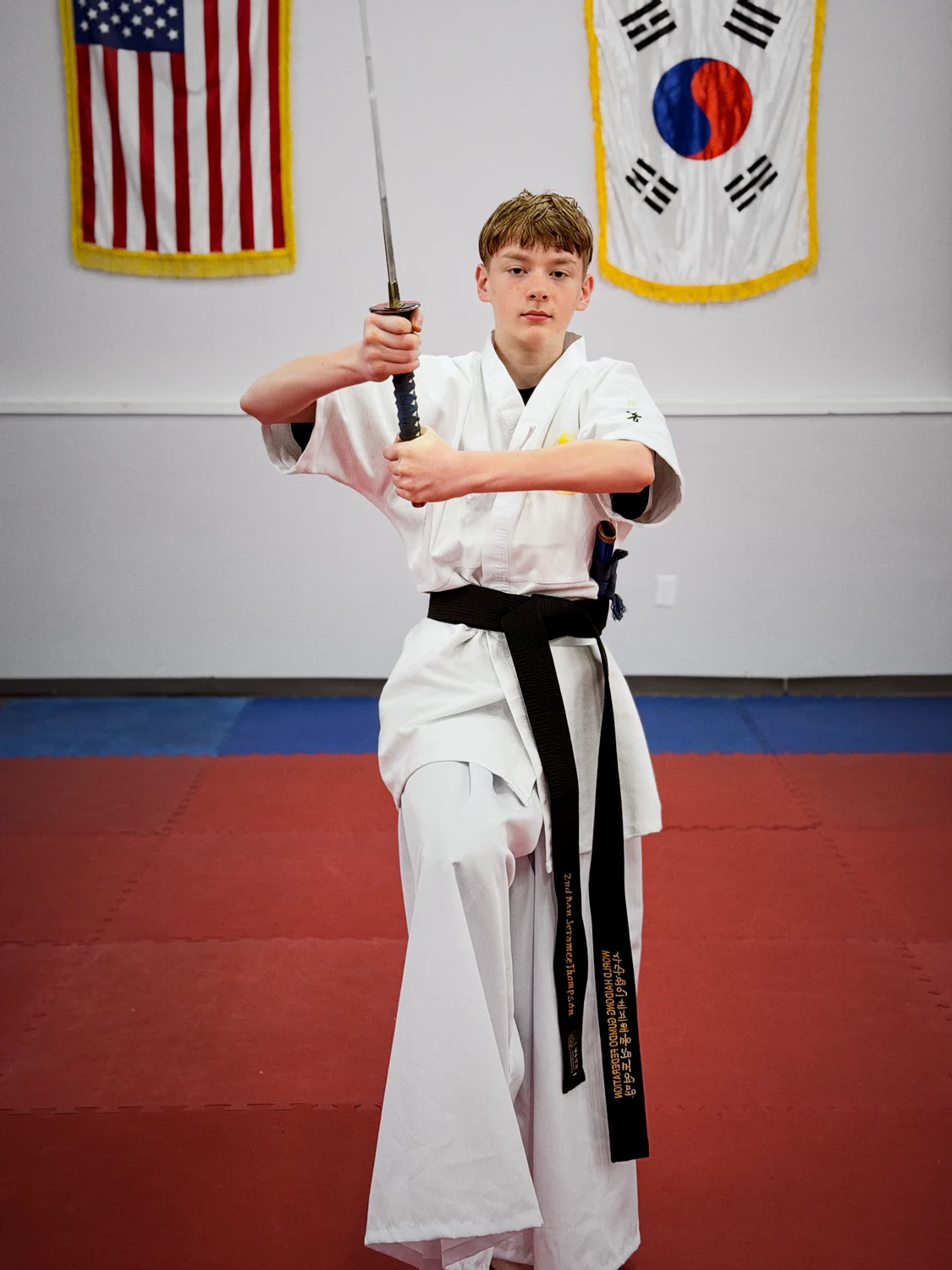 Student working on katana technique